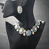 Oval Alloy Glass Pendant Necklaces & Stud Earrings Sets FS-WG19BF3-01-2