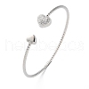 Clear Cubic Zirconia Open Cuff Bangle BJEW-G737-01P-01-4