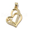 Brass Micro Pave Clear Cubic Zirconia Pendants ZIRC-A013-12G-1