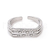 Clear Cubic Zirconia Triple Line Open Cuff Ring RJEW-E072-09P-2