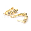 Brass Micro Pave Clear Cubic Zirconia Hoop Earring Findings with Latch Back Closure ZIRC-D120-05G-2