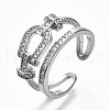 Brass Micro Pave Clear Cubic Zirconia Cuff Rings RJEW-S045-013P-NR-1