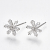 Brass Cubic Zirconia Stud Earrings KK-S348-364P-1