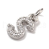 Initial Letter Brass with Cubic Zirconia Charms KK-Q814-26S-P-2