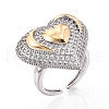 Brass Micro Pave Cubic Zirconia Adjustable Open Cuff Rings for Women RJEW-N051-07GP-1
