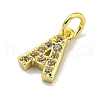 Letter Brass Micro Pave Clear Cubic Zirconia Pendants KK-K354-06G-A-2