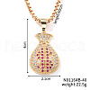 Fashion Hip-hop Street Style Brass Old Rose & Clear Cubic Zirconia Money Bag Pendant Box Chain Necklaces DR5098-2-1