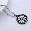 Nordic Viking Pirate Logo Stainless Steel Compass Pendant Necklace Jewelry FC0487-2