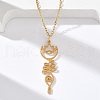 304 Stainless Steel Hollow Cut Yoga Om Lotus Flower Pendant Necklaces NJEW-Z073-02G-03-1