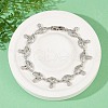 Mushroom Brass Micro Pave Clear Cubic Zirconia Link Bracelets for Women BJEW-Z126-04P-3
