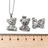 Bear Brass Micro Pave Cubic Zirconia Stud Earrings & Pendant Necklaces Sets SJEW-Z002-01P-5