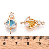 Brass Micro Pave Clear Cubic Zirconia and Glass Flower Pendants KK-T076-03KCG-3
