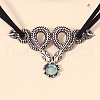 Alloy & Resin Snake Pendant Faux Suede Choker Double Layer Necklaces for Women FS-WGB9EBF-01-4