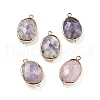 Natural Lepidolite Faceted Oval Connector Charms G-H323-02G-14-1