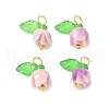 Flower Shape Synthetic Shell Charms PALLOY-JF03862-01-1