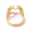 Ion Plating(IP) 304 Stainless Steel Hand Heart Open Cuff Ring for Women RJEW-K245-45G-2
