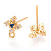 Cross Brass Micro Pave Cubic Zirconia Stud Earring Findings MAK-T011-09G-2