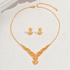 Elegant Alloy Hollow Flower Earrings & Necklace Sets for Women Wedding Party QM2403-1
