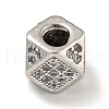 Brass Micro Pave Black/Clear Cubic Zirconia Beads KK-G493-38P-01-1