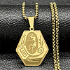 304 Stainless Steel Native American Hexagon Pendant Necklaces NJEW-K283-02G-1