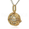 Golden Tone Brass Hollow Round Cage Pendants KK-J231-10G-2