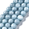 Dyed & Heated Natural Chalcedony Imitation Aquamarine Round Beads for DIY Bracelet Making Kit DIY-SZ0006-88A-1