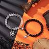 8mm Round Synthetic Black Stone & Transparent Glass Beaded Stretch Bracelet Sets BJEW-JB10471-2