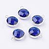 Silver Color Plated Brass Glass Flat Round Charms GLAA-M003-A-27S-1