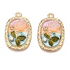 Rack Plating Alloy Enamel Pendants ENAM-N056-374KCG-01-1