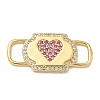 Rack Plating Brass Micro Pave Clear & Orchid Cubic Zirconia Heart Mask Connector Charms KK-L224-065G-1