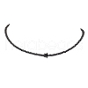3mm Faceted Round Natural Black Spinel Beaded Necklaces NJEW-JN05127-2