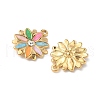 304 Stainless Steel Enamel Rhinestone Flower Pendants STAS-U057-04G-2