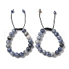 10mm Round Natural Blue Spot Jasper Braided Bead Bracelets BJEW-C067-01C-15-1