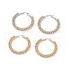 2 Pair 2 Color Round Brass Braided Bead Hoop Earrings EJEW-JE05080-1