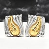 304 Stainless Steel Two-tone Stud Earrings for Women EJEW-R023-01GP-02-1