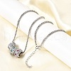 Brass Micro Pave Colorful Cubic Zirconia 3 Rondelles Pendant Box Chain Necklaces NJEW-K287-03P-1