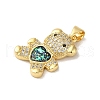 Rack Plating Brass Micro Pave Clear Cubic Zirconia Pendants KK-P268-05A-G04-2