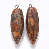 Faceted Teardrop Assembled Synthetic Regalite/Imperial Jasper/Sea Sediment Jasper & Natural Pyrite Big Pendants G-R484-02-2