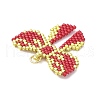 Handmade Glass Seed Beaded Bowknot Pendants PALLOY-MZ00615-02-3