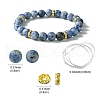 DIY Natural Blue Spot Jasper Round Beaded Stretch Bracelet Making Kit DIY-YW0008-36C-1