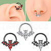304 Stainless Steel Crystal Rhinestone Halloween Bat Hoop Nose Rings WG0E020-03-1