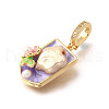 Brass Micro Pave Cubic Zirconia & Enamel Pendants KK-R222-16G-01-2