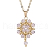 Flower Handmade Seed Beads & AB Color Glass Beaded Pendant Necklaces NJEW-MZ00084-05-2