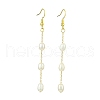 Natural Cultured Freshwater Pearl Beads & Brass Dangle Earrings for Women EJEW-TA00554-1
