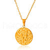 Stainless Steel Textured Disc Pendant Necklaces for Women SG4453-2-2