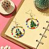 Glass Seed Beaded Ring with Lampwork Christmas Tree Dangle Earrings EJEW-TA00231-7