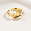 Mother's Day Fashionable Word Mom Adjustable Brass Open Cuff Ring for Women MV3943-1