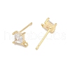 Brass Micro Pave Clear Cubic Zirconia Stud Earring Findings KK-Z099-02G-03-2
