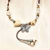 Ethnic Style Alloy & Porcelain Ceramic Beads Butterfly Pendant Tassel Y Necklaces NJEW-D308-01D-4
