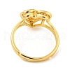 Heart with Letter Rack Plating Brass Micro Pave Clear Cubic Zirconia Adjustable Rings for Women RJEW-I105-01G-K-3